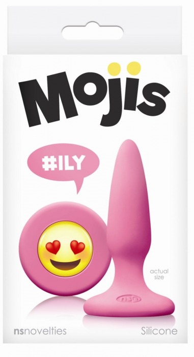 Розовая силиконовая пробка Emoji Face ILY - 8,6 см. - NS Novelties - купить с доставкой в Новосибирске