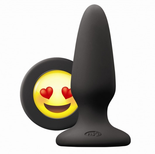 Черная силиконовая пробка среднего размера Emoji ILY - 10,2 см. - NS Novelties - купить с доставкой в Новосибирске