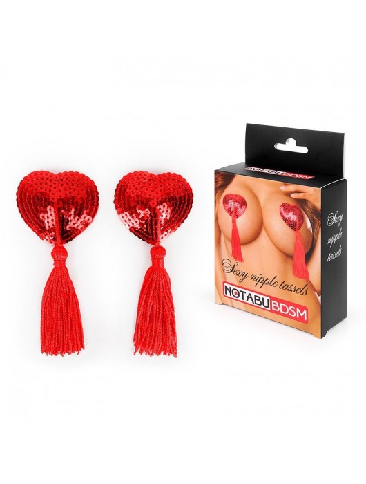 Красные текстильные пестисы в форме сердечек с кисточками - Bior toys купить с доставкой