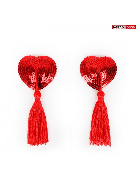 Красные текстильные пестисы в форме сердечек с кисточками - Bior toys купить с доставкой