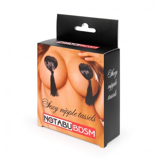 Черные текстильные пестисы в форме сердечек с кисточками - Bior toys купить с доставкой