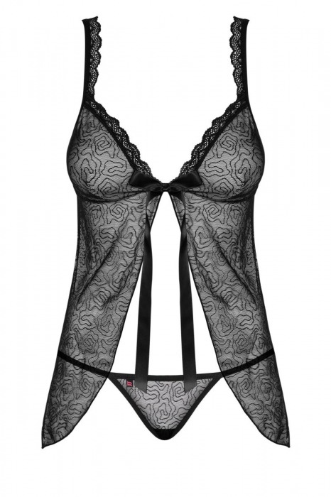 Полупрозрачный беби-долл с атласным бантиком - Obsessive купить с доставкой