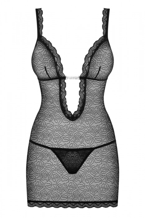 Изысканная сорочка с рисунком и кружевным декольте - Obsessive купить с доставкой