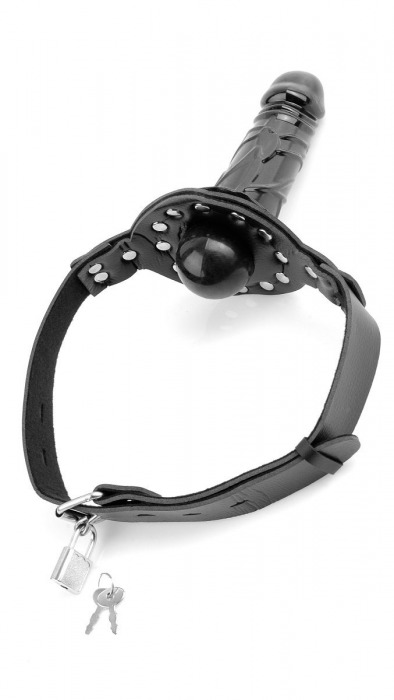 Чёрный кляп с фаллоимитатором Deluxe Ball Gag with Dildo - Pipedream - купить с доставкой в Новосибирске