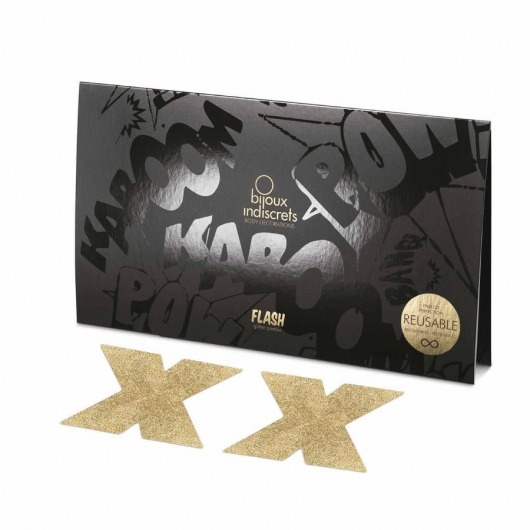 Золотистые крестообразные пэстисы FLASH CROSS PASTIES - Bijoux Indiscrets купить с доставкой