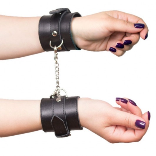 Чёрные кожаные наручники James Arm - RestArt - купить с доставкой в Новосибирске