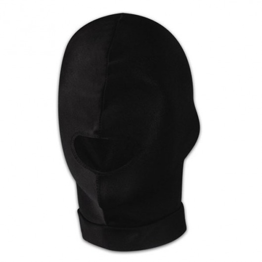 Черная эластичная маска на голову с прорезью для рта - Lux Fetish - купить с доставкой в Новосибирске