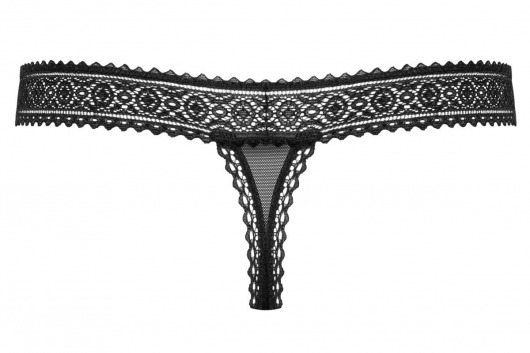 Изящные полупрозрачные трусики-стринги с кружевом - Obsessive купить с доставкой