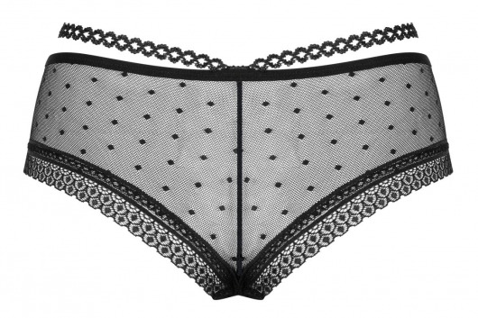 Полупрозрачные трусики-шортики в горошек с кружевом - Obsessive купить с доставкой