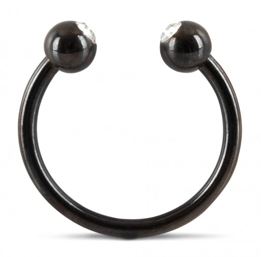 Черное металлическое кольцо под головку со стразами Glans Ring - Orion - купить с доставкой в Новосибирске