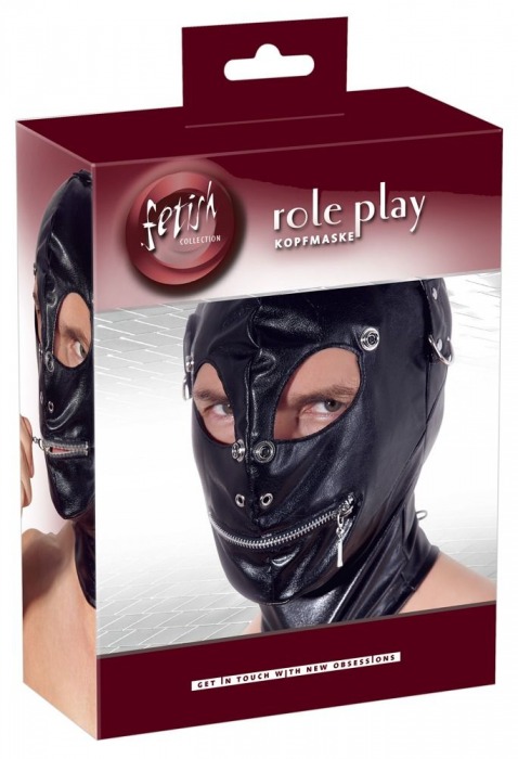 Маска на голову с отверстиями для глаз и рта Imitation Leather Mask - Orion - купить с доставкой в Новосибирске