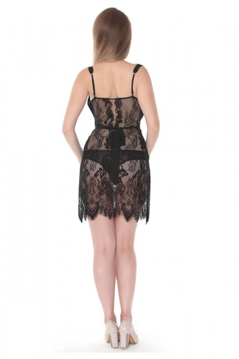 Полупрозрачная короткая сорочка с кружевным низом - Mia-Mia купить с доставкой