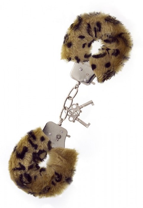 Леопардовые наручники METAL HANDCUFF WITH PLUSH LEOPARD - Dream Toys - купить с доставкой в Новосибирске