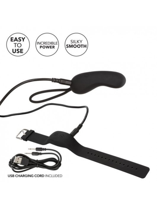Черное виброяйцо с браслетом-пультом Wristband Remote Curve - California Exotic Novelties