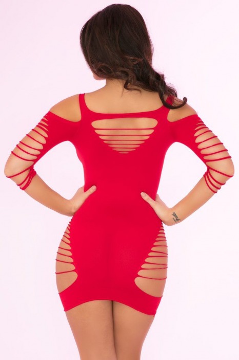 Бесшовное эротическое платье с перфорацией Back To Bad Seamless Dress - Pink Lipstick купить с доставкой