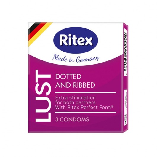 Рифленые презервативы RITEX LUST с пупырышками - 3 шт. - RITEX - купить с доставкой в Новосибирске