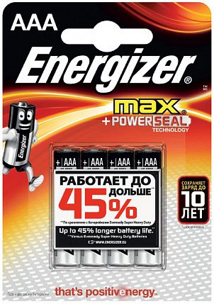 Батарейки Energizer MAX E92/AAA 1,5V - 4 шт. - Energizer - купить с доставкой в Новосибирске