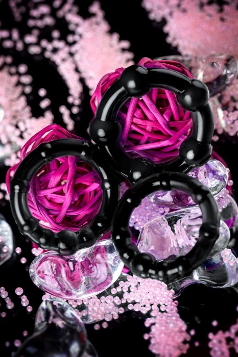 Набор из 3 черных силиконовых эрекционных колец разного размера - Штучки-дрючки - в Новосибирске купить с доставкой