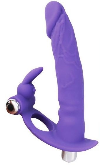 Фиолетовая вибронасадка для двойного проникновения - 15 см. - Bior toys - купить с доставкой в Новосибирске