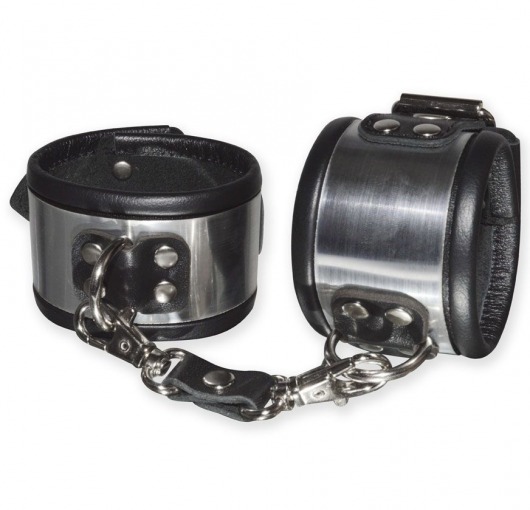Эффектные серебристо-черные наручники с металлическим блеском - Sitabella - купить с доставкой в Новосибирске