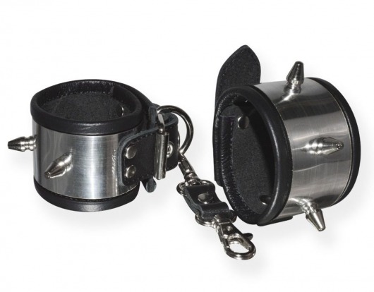 Серебристо-черные наручники с шипами и металлическим блеском - Sitabella - купить с доставкой в Новосибирске