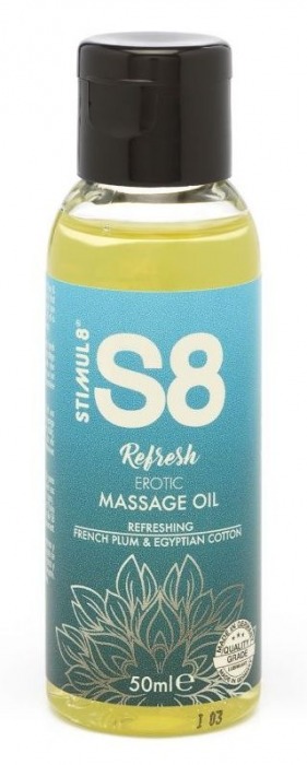 Массажное масло S8 Massage Oil Refresh с ароматом сливы и хлопка - 50 мл. - Stimul8 - купить с доставкой в Новосибирске