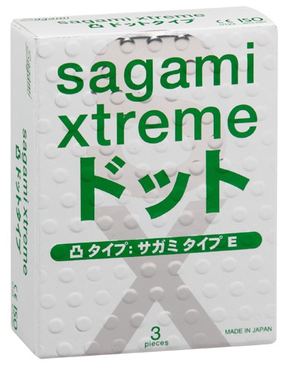 Презервативы Sagami Xtreme SUPER DOTS с точками - 3 шт. - Sagami - купить с доставкой в Новосибирске