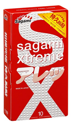 Утолщенные презервативы Sagami Xtreme Feel Long с точками - 10 шт. - Sagami - купить с доставкой в Новосибирске