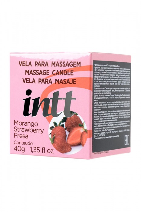 Массажная свеча для поцелуев Strawberry с ароматом клубники - 30 гр. - INTT - купить с доставкой в Новосибирске
