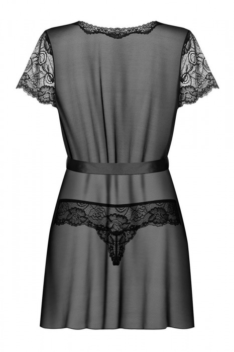 Коротенький полупрозрачный пеньюар Alluria с поясом - Obsessive купить с доставкой