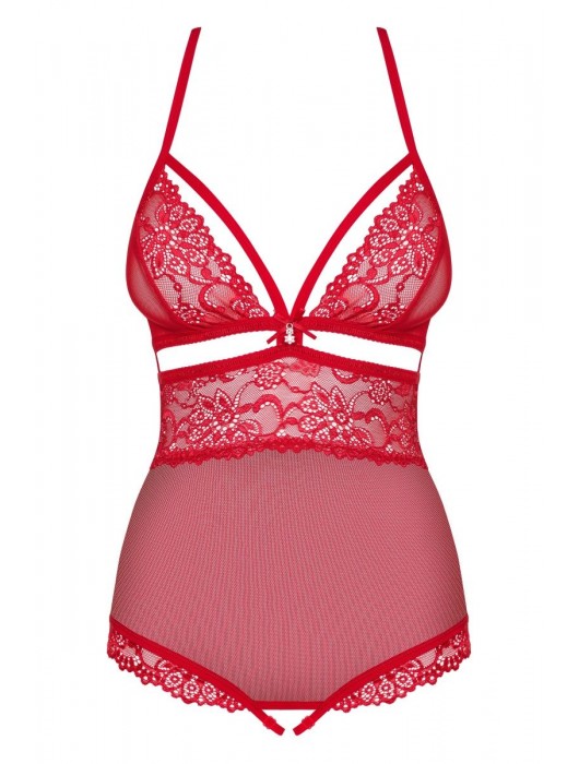 Изящное кружевное боди с интимным доступом - Obsessive купить с доставкой