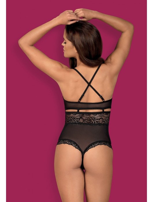 Изящное кружевное боди с интимным доступом - Obsessive купить с доставкой