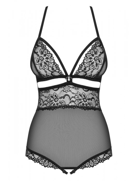 Изящное кружевное боди с интимным доступом - Obsessive купить с доставкой