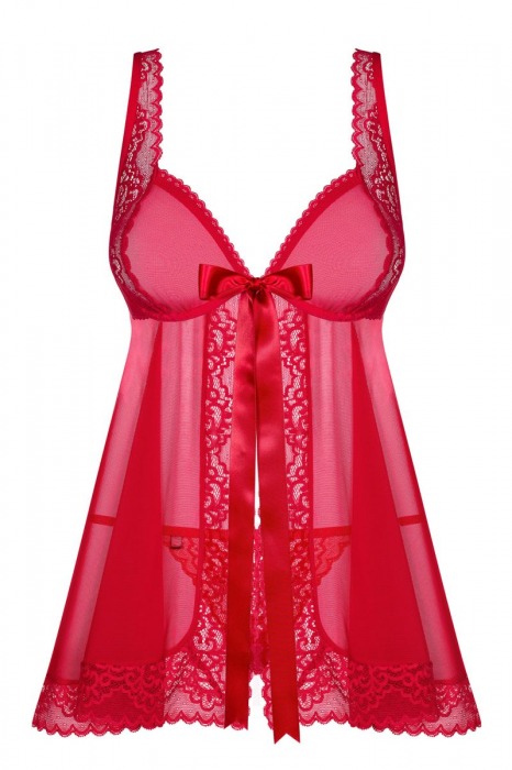 Кружевная коротенькая сорочка Rougebelle с открытым животиком - Obsessive купить с доставкой