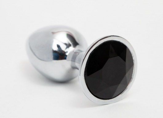 Серебристая анальная пробка с черным кристаллом - 8,2 см. - 4sexdreaM - купить с доставкой в Новосибирске