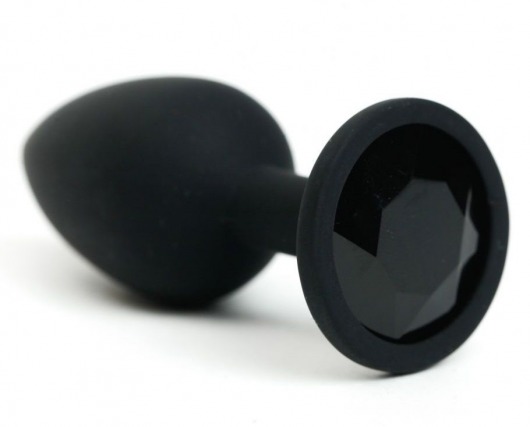 Черная анальная пробка с черным стразом - 7,6 см. - 4sexdreaM - купить с доставкой в Новосибирске
