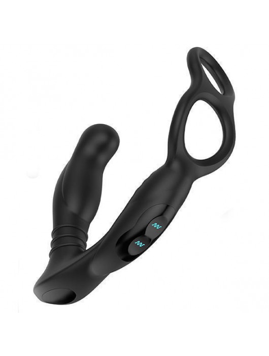 Черная анальная пробка NEXUS SIMUL8 с фиксацией на теле кольцами - Nexus Range - в Новосибирске купить с доставкой