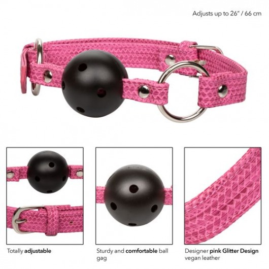 Кляп-шарик на розовых ремешках Tickle Me Pink Ball Gag - California Exotic Novelties - купить с доставкой в Новосибирске