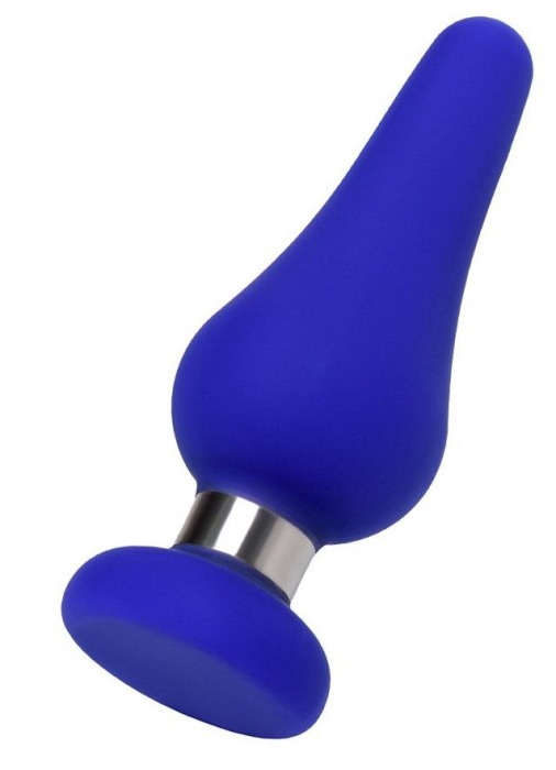 Синяя силиконовая анальная втулка с ограничителем - 13 см. - ToyFa