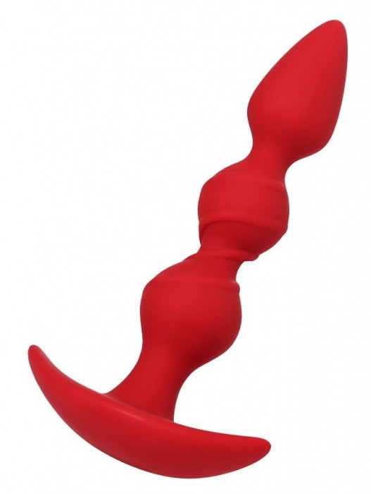 Красная силиконовая анальная втулка Trio - 16 см. - ToyFa
