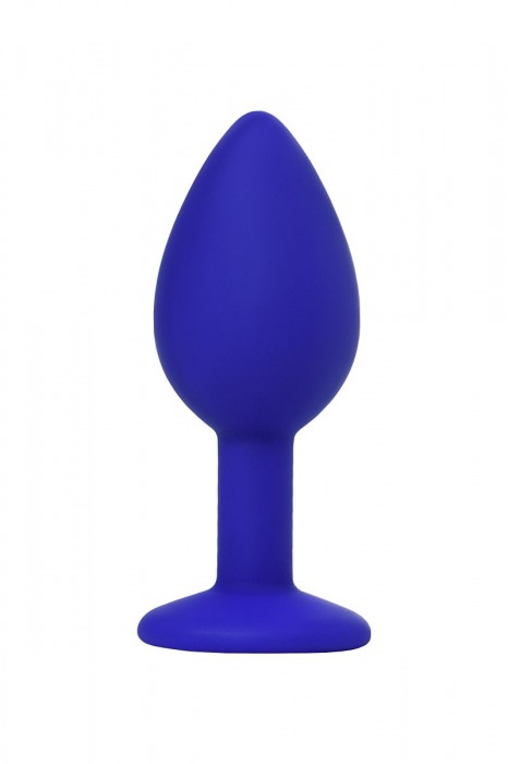Синяя силиконовая анальная пробка Brilliant с прозрачным кристалллом - 7 см. - ToyFa - купить с доставкой в Новосибирске