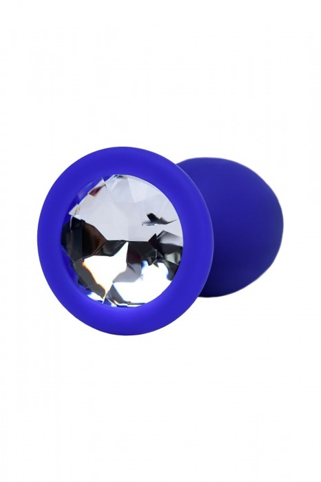 Синяя силиконовая анальная пробка Brilliant с прозрачным кристалллом - 7 см. - ToyFa - купить с доставкой в Новосибирске
