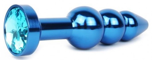 Удлиненная синяя анальная втулка с голубым кристаллом - 11,3 см. - Anal Jewelry Plug - купить с доставкой в Новосибирске