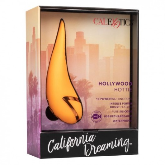 Оранжевый вибратор Hollywood Hottie с имитацией движения языка - California Exotic Novelties