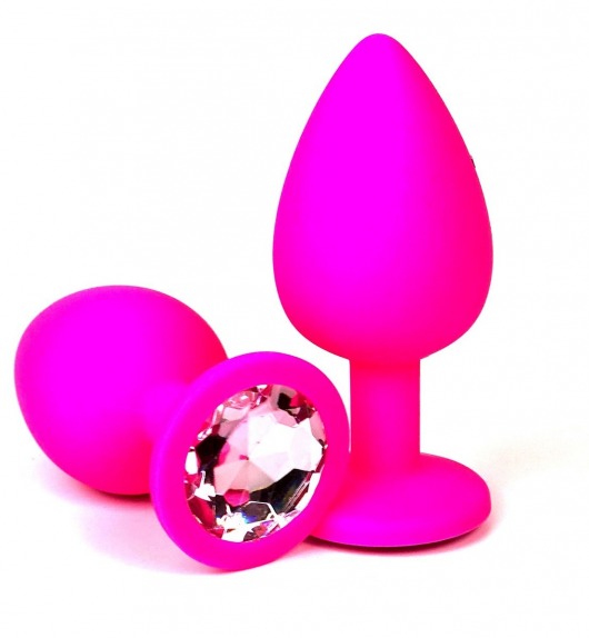 Розовая силиконовая пробка с нежно-розовым кристаллом - 6,8 см. - Vandersex - купить с доставкой в Новосибирске