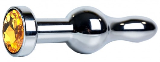 Серебристая каплевидная анальная пробка с оранжевым кристаллом - 10,5 см. - Vandersex - купить с доставкой в Новосибирске