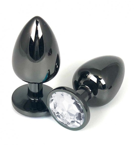 Черная металлическая анальная пробка с прозрачным стразом - 6,5 см. - Vandersex - купить с доставкой в Новосибирске