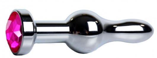 Серебристая каплевидная анальная пробка с розовым кристаллом - 10,5 см. - Vandersex - купить с доставкой в Новосибирске