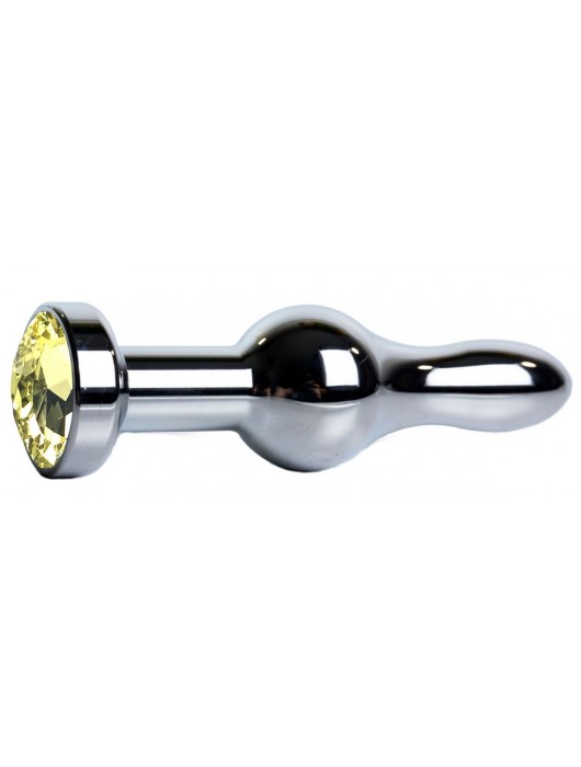 Серебристая каплевидная анальная пробка с желтым кристаллом - 10,5 см. - Vandersex - купить с доставкой в Новосибирске