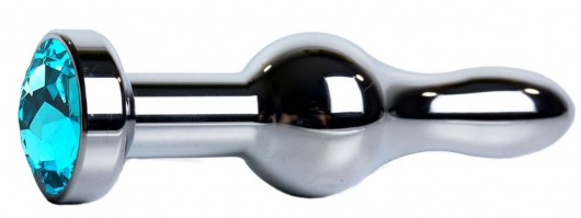 Серебристая каплевидная анальная пробка с голубым кристаллом - 10,5 см. - Vandersex - купить с доставкой в Новосибирске